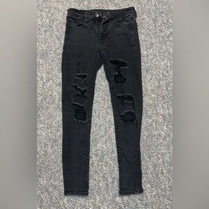 American eagle ripped black jeans, size 0